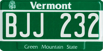 VT license plate BJJ232