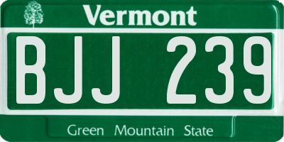 VT license plate BJJ239