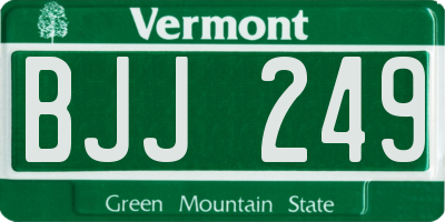 VT license plate BJJ249