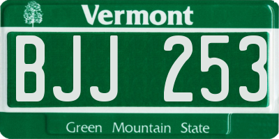 VT license plate BJJ253
