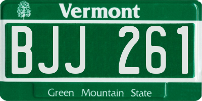 VT license plate BJJ261