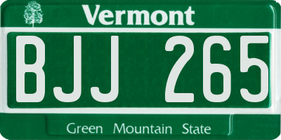 VT license plate BJJ265