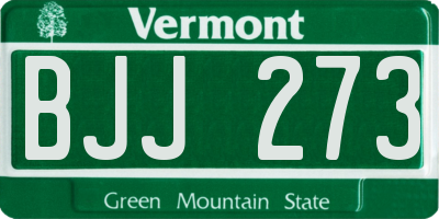 VT license plate BJJ273