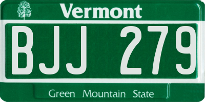 VT license plate BJJ279