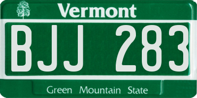 VT license plate BJJ283