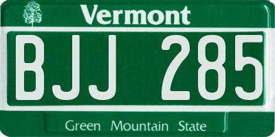 VT license plate BJJ285