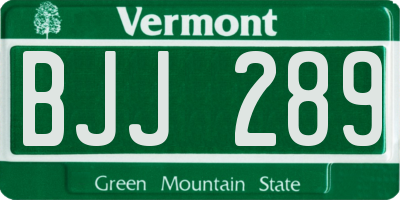 VT license plate BJJ289