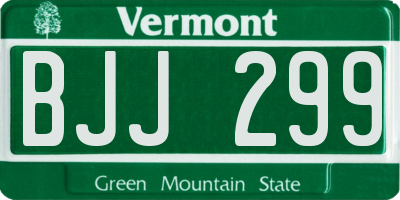 VT license plate BJJ299