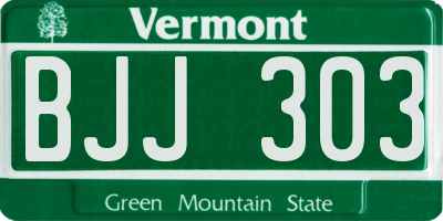 VT license plate BJJ303