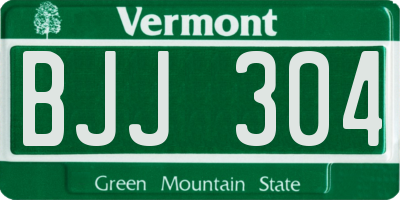 VT license plate BJJ304