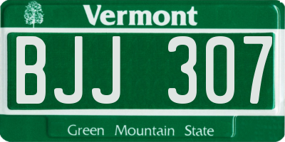 VT license plate BJJ307