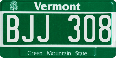 VT license plate BJJ308