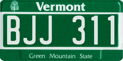 VT license plate BJJ311