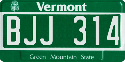 VT license plate BJJ314
