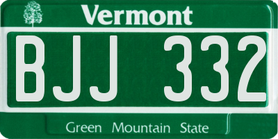 VT license plate BJJ332
