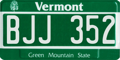 VT license plate BJJ352