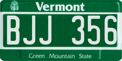 VT license plate BJJ356