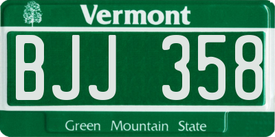 VT license plate BJJ358