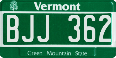 VT license plate BJJ362