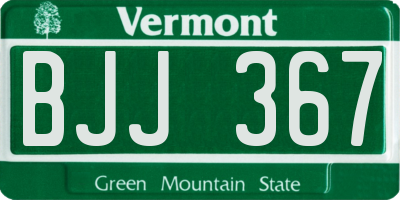 VT license plate BJJ367