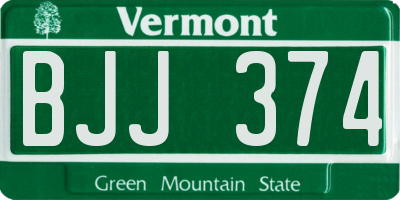 VT license plate BJJ374