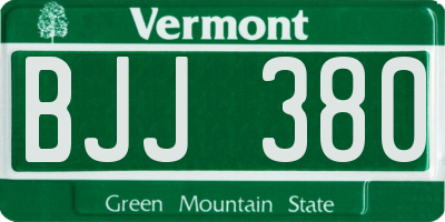VT license plate BJJ380