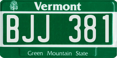 VT license plate BJJ381