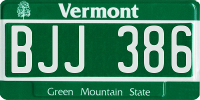 VT license plate BJJ386