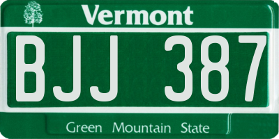 VT license plate BJJ387
