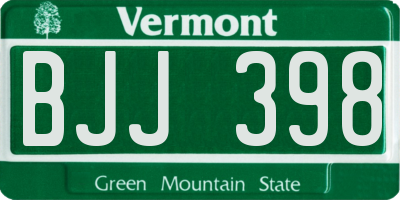 VT license plate BJJ398