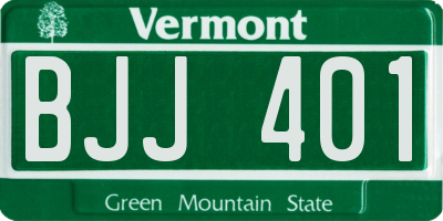 VT license plate BJJ401