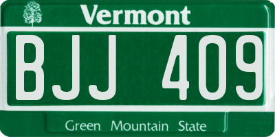 VT license plate BJJ409