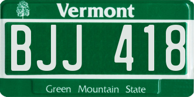 VT license plate BJJ418