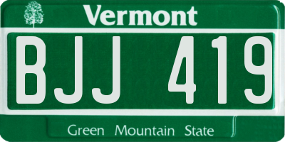 VT license plate BJJ419