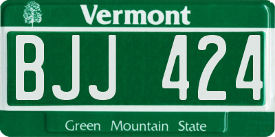 VT license plate BJJ424