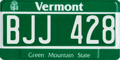 VT license plate BJJ428