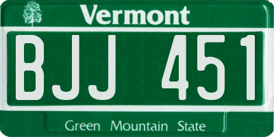 VT license plate BJJ451