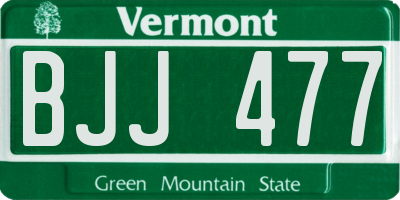 VT license plate BJJ477
