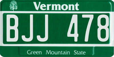 VT license plate BJJ478