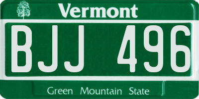 VT license plate BJJ496