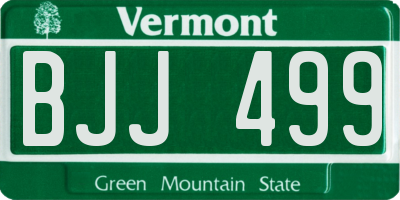 VT license plate BJJ499