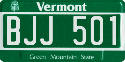 VT license plate BJJ501