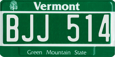 VT license plate BJJ514