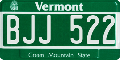 VT license plate BJJ522