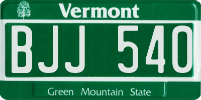 VT license plate BJJ540