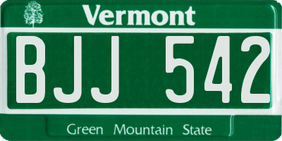 VT license plate BJJ542