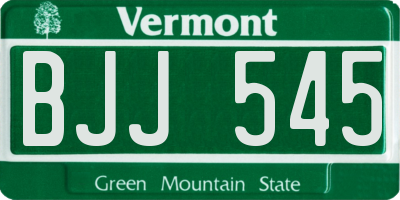 VT license plate BJJ545