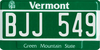 VT license plate BJJ549