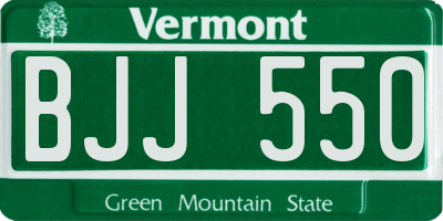 VT license plate BJJ550