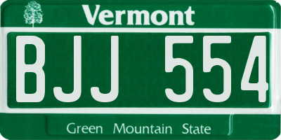VT license plate BJJ554
